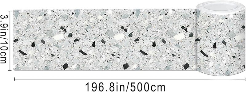 IVN Wallpaper Border Peel and Stick Wall Terrazzo Decorative Wall Trim Self Adhesive Border for Walls Mirror Frame Accent Strip for Bedroom Kitchen LivingRoom Modern Design 4x196 Inch - Image 3